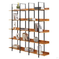 Bookcase, Open Design with Steel Frame and Manufactured Wood Shelves