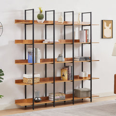 Bookcase, Open Design with Steel Frame and Manufactured Wood Shelves