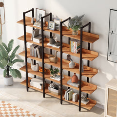Bookcase, Open Design with Steel Frame and Manufactured Wood Shelves