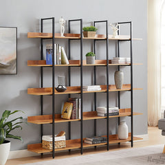 Bookcase, Open Design with Steel Frame and Manufactured Wood Shelves