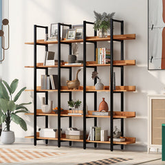 Bookcase, Open Design with Steel Frame and Manufactured Wood Shelves