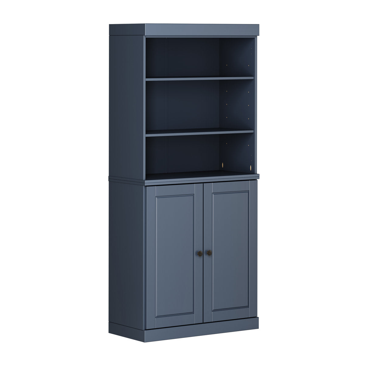 Bookcase, Solid Pine with Doors in Antique Blue