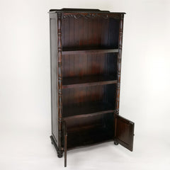 Bookcase, Three Shelves, Brown Solid Wood with Doors