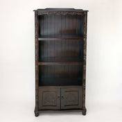 Bookcase, Three Shelves, Brown Solid Wood with Doors