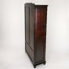 Bookcase, Three Shelves, Brown Solid Wood with Doors