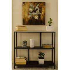 Bookcase, Three Tier, Black Iron with White Marble Top