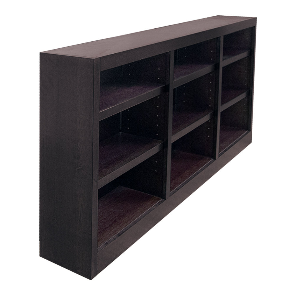 Bookcase, Triple Wide, 9 Shelves in Espresso Finish