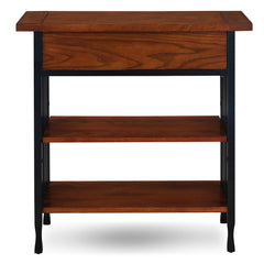 Bookcase with 2 Shelves and 1 Drawer, Wood Tones with Matte Black Steel