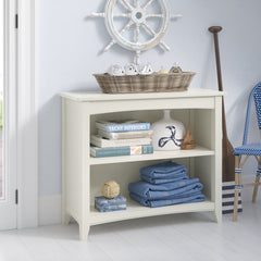 Bookcase with 2 Shelves in Ivory Painted Wood