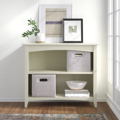 Bookcase with 2 Shelves in Ivory Painted Wood