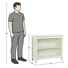 Bookcase with 2 Shelves in Ivory Painted Wood