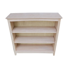 Bookcase with 3 Shelves in Unfinished Solid Wood