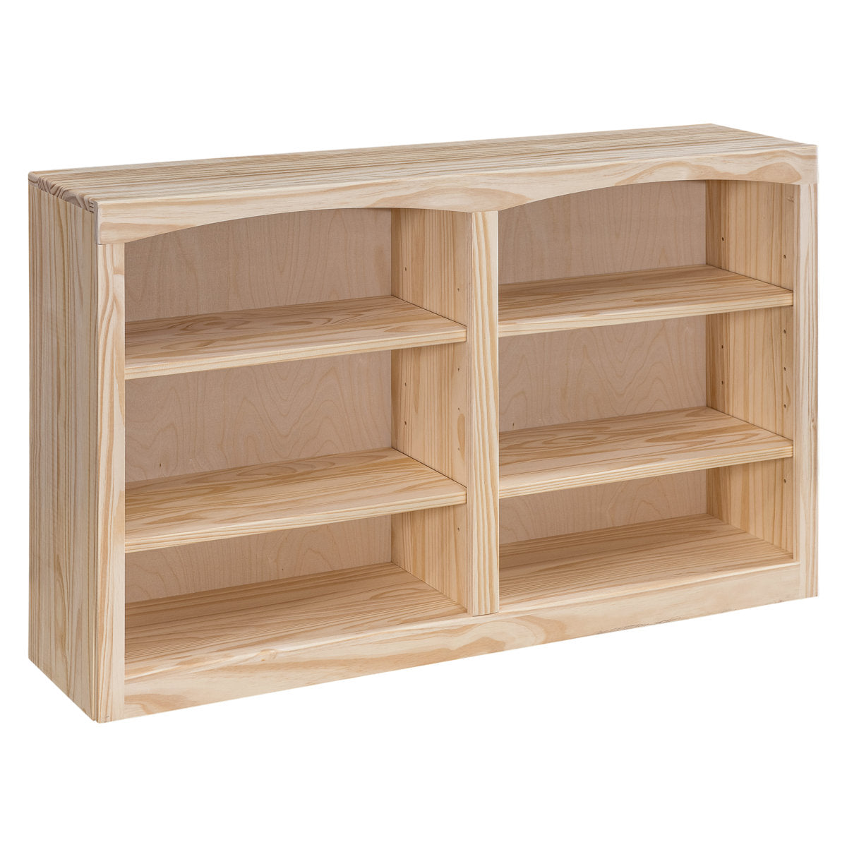 Bookcase with 4 Adjustable Shelves in Unfinished Solid Pine