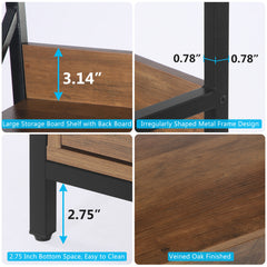 Bookcase with 4 Open Shelves and 2 Drawers in Engineered Wood and Metal