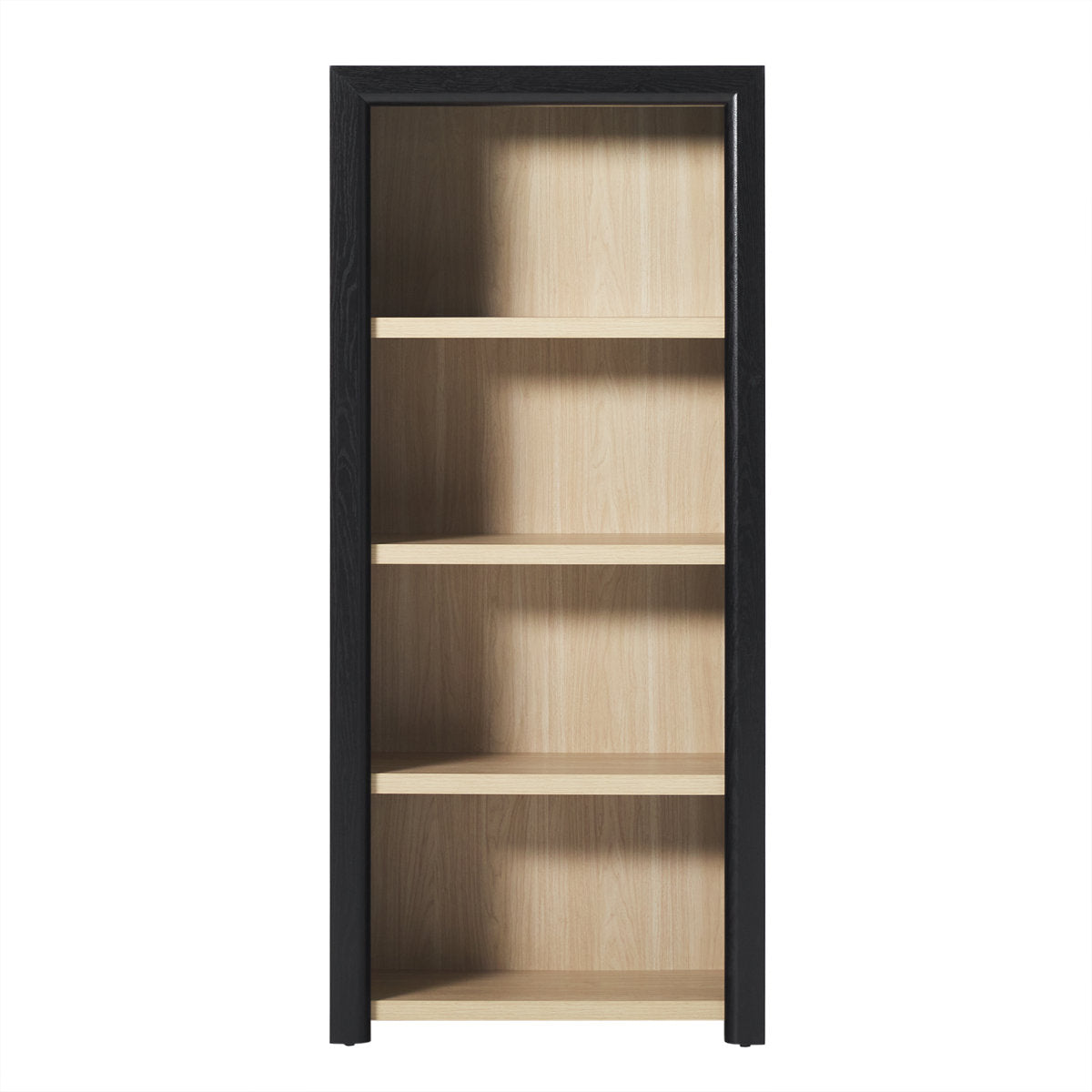Bookcase with 4 Open Shelves in Black Manufactured Wood