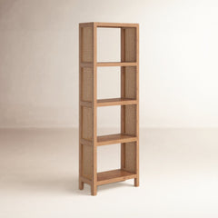 Bookcase With 4 Shelf Tiers, Oak Wood, Brown, 72 in. H