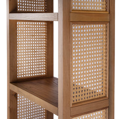 Bookcase With 4 Shelf Tiers, Oak Wood, Brown, 72 in. H