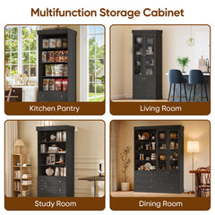 Bookcase with 4 Shelves and 3 Drawers in Black
