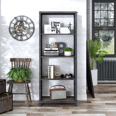 Bookcase with 4 Shelves and Steel Frame
