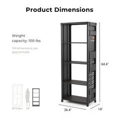 Bookcase with 4 Shelves and Steel Frame