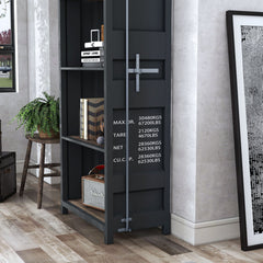 Bookcase with 4 Shelves and Steel Frame