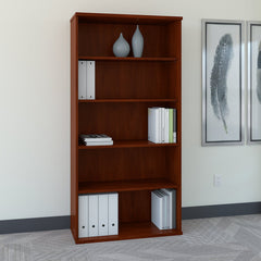 Bookcase with 5 Shelves and Manufactured Wood Frame in Cherry