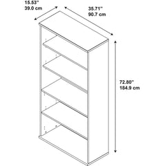 Bookcase with 5 Shelves and Manufactured Wood Frame in Cherry