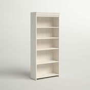 Bookcase with 5 Shelves in Antique White Engineered Wood