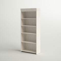 Bookcase with 5 Shelves in Antique White Engineered Wood