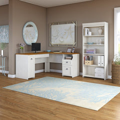 Bookcase with 5 Shelves in Antique White Engineered Wood