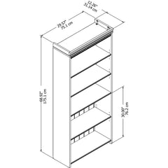Bookcase with 5 Shelves in Antique White Engineered Wood