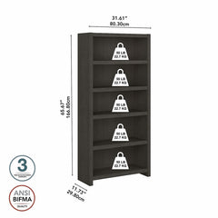 Bookcase with 5 Shelves in Manufactured Wood