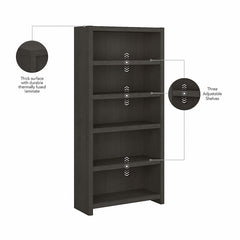 Bookcase with 5 Shelves in Manufactured Wood
