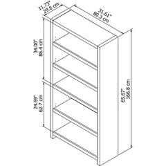 Bookcase with 5 Shelves in Manufactured Wood