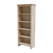 Bookcase with 5 Shelves in Unfinished Solid Wood