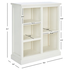 Bookcase with 5 Shelves in White Solid Wood