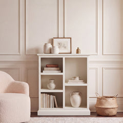 Bookcase with 5 Shelves in White Solid Wood