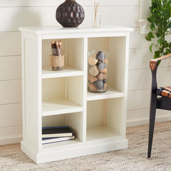Bookcase with 5 Shelves in White Solid Wood