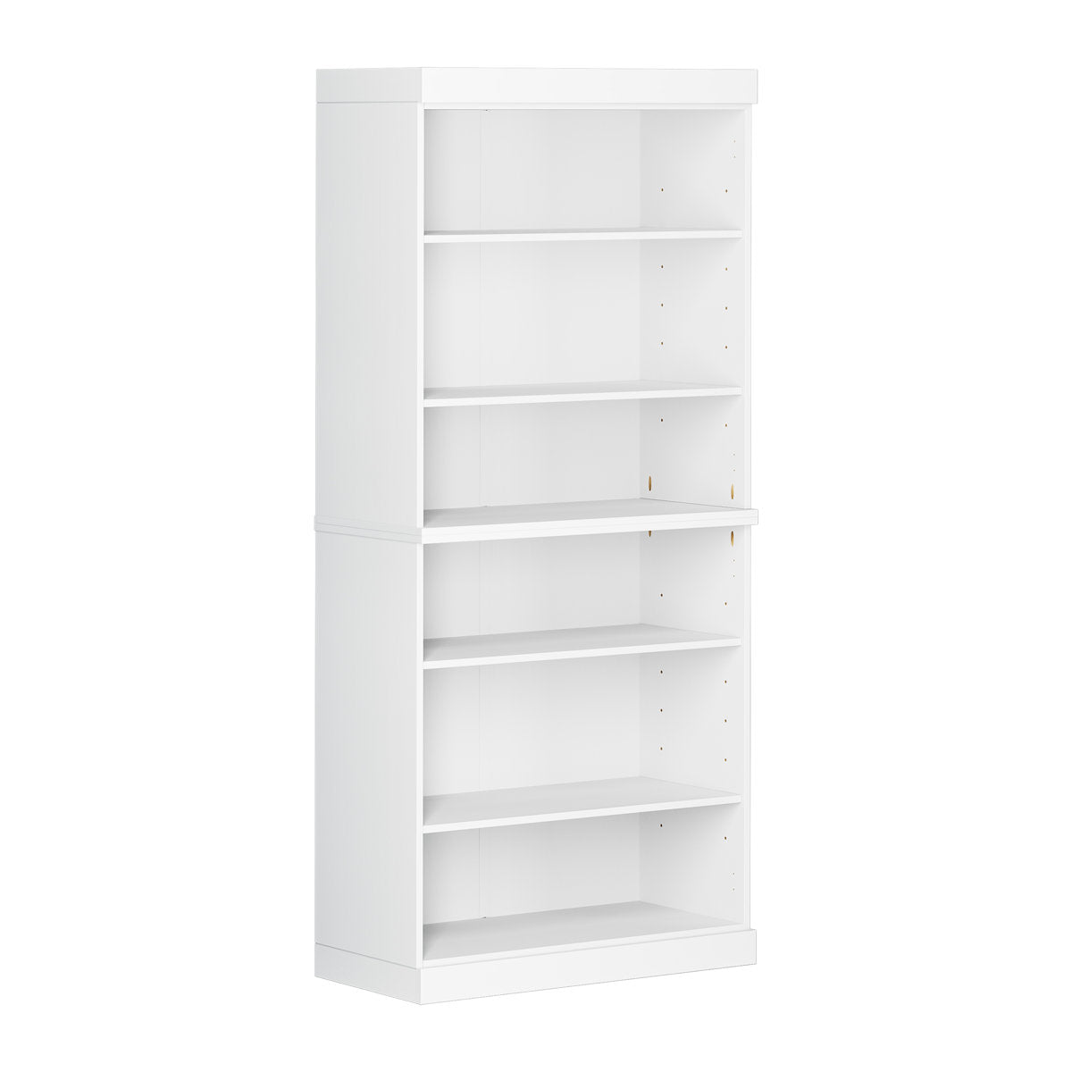 Bookcase with 6 Adjustable Shelves, White Solid Pine Wood