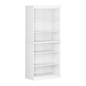 Bookcase with 6 Adjustable Shelves, White Solid Pine Wood