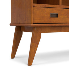 Bookcase with 6 Shelves and 2 Drawers, Solid Wood Mid Century Style