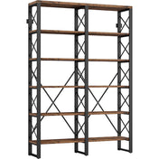 Bookcase with 6 Tiers in Dark Brown Metal and Engineered Wood