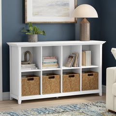 Bookcase with Cube Storage in White Solid Wood