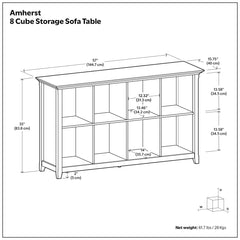 Bookcase with Cube Storage in White Solid Wood