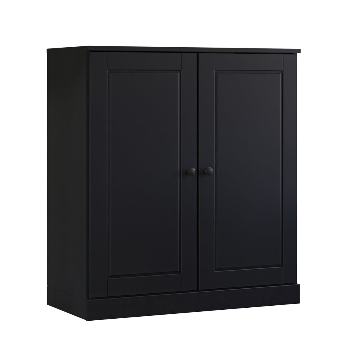 Bookcase with Doors, 3 Shelves, Black Solid Pine Wood