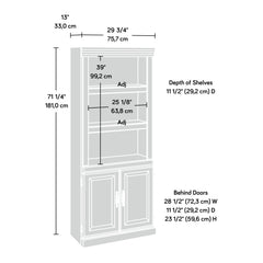 Bookcase with Doors, 5 Shelves in Cherry Finish