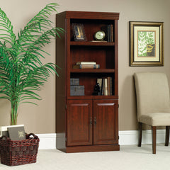 Bookcase with Doors, 5 Shelves in Cherry Finish