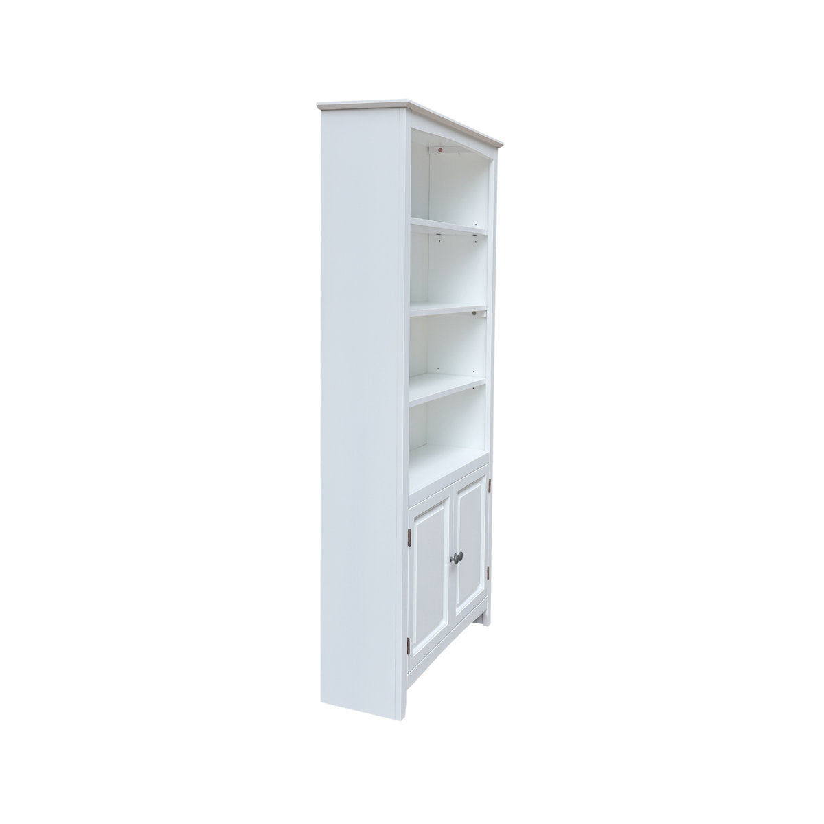 Bookcase with Doors, 72 in H x 32 in W, White Solid Wood