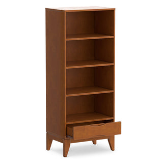 Bookcase with Drawer and Four Shelves, Solid Wood