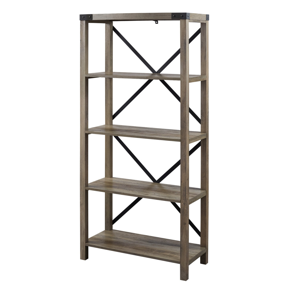 Bookcase with Four Shelves in Gray Wash